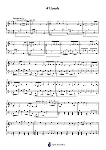 4 Chords Sheet Music by Misc Mashups-Arr.Papel