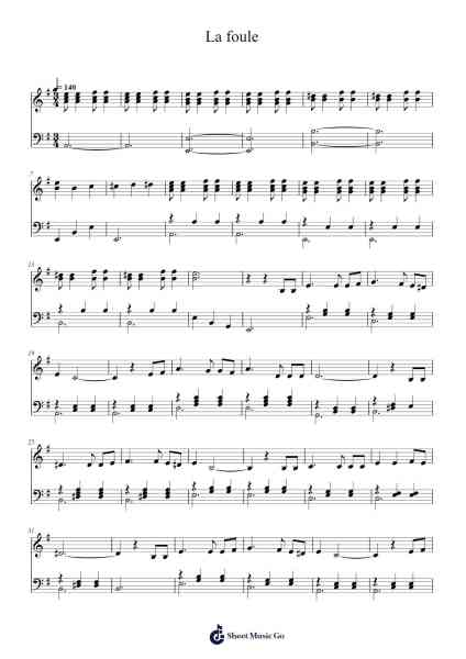 La foule Sheet Music by Édith Piaf-Arr.Egbeau