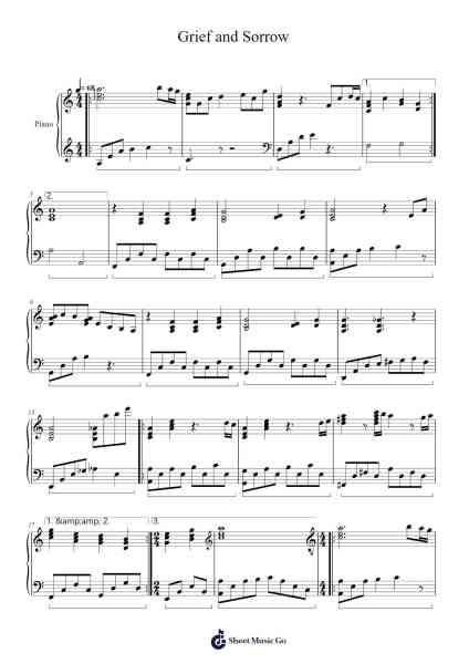 Grief and Sorrow Sheet Music by Toshio Masuda-Arr.Humlop