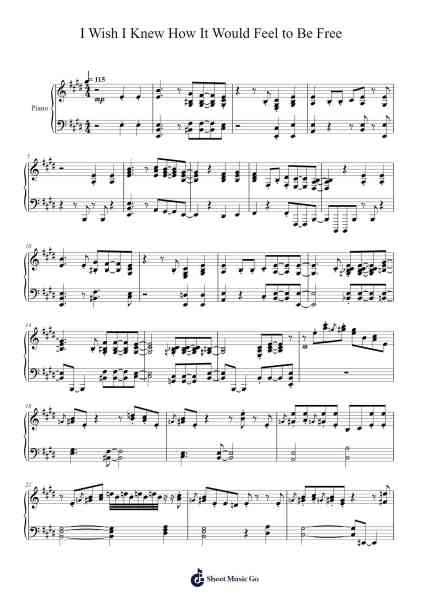 I Wish I Knew How It Would Feel to Be Free Sheet Music by Billy Taylor-Arr.Mollwalsh Dinions