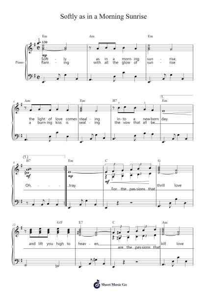 Softly as in a Morning Sunrise Sheet Music by Sigmund Romberg-Arr.Bosphia Wisell