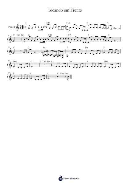 Tocando em Frente Sheet Music by Almir Sater-Arr.Wattkeith Louichild