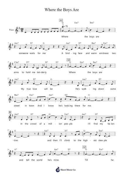 Where the Boys Are Sheet Music by Connie Francis-Arr.Prittstrong Hamcas
