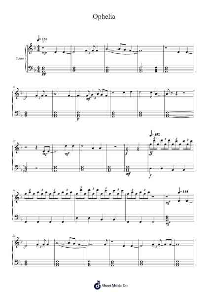 Ophelia Sheet Music by The Lumineers-Arr.Lanhy