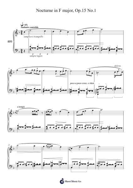 Nocturne in F Major, Op. 15, No. 1 Sheet Music by Frédéric Chopin-Arr.Popgram Migcky
