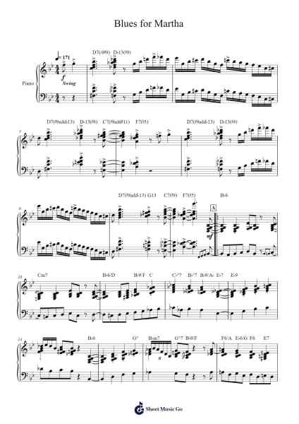 Blues for Martha Sheet Music by Oscar Peterson-Arr.Wildeh Francesgrace