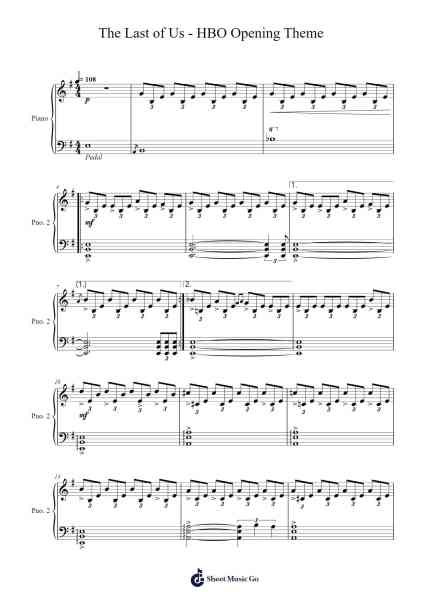 The Last of Us - HBO Opening Theme Sheet Music by Gustavo Santaolalla-Arr.Bridmay