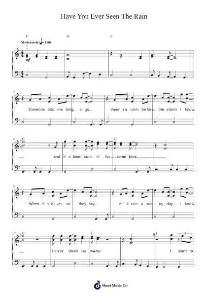 Have You Ever Seen The Rain Sheet Music by Creedence Clearwater Revival-Arr.Branlaine