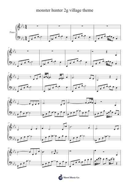 monster hunter 2g village theme Sheet Music by undefined-Arr.Taters Jonkyle