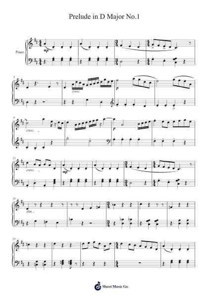 Prelude in D Major No.1 Sheet Music by Matthew Bell-Arr.Gadam