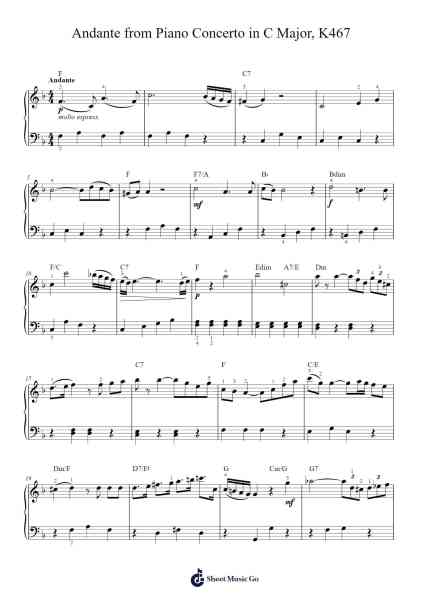 Piano Concerto No. 21 in C Major, K. 467: II. Andante Sheet Music by Wolfgang Amadeus Mozart-Arr.Attmen Keycie