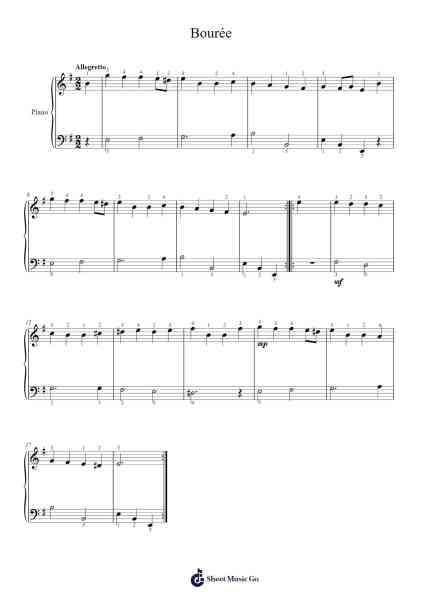 Bourrée in E Minor Sheet Music by Johann Sebastian Bach-Arr.Wheatlin Ranpkins