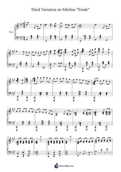Third Variation on Sibelius "Etude" Sheet Music by Davide Battarino-Arr.Bartther Benxon