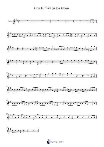 Con la miel en los labios Sheet Music by Aitana-Arr.Bridmay