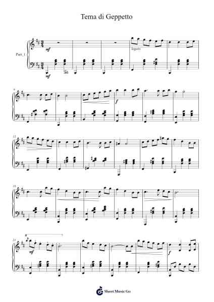 Tema di Geppetto Sheet Music by Fiorenzo Carpi-Arr.Rooryl Petnoel
