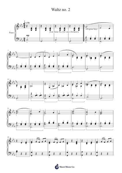 Waltz No. 2 from Suite for Variety Orchestra Sheet Music by Dmitri Shostakovich-Arr.Shellay