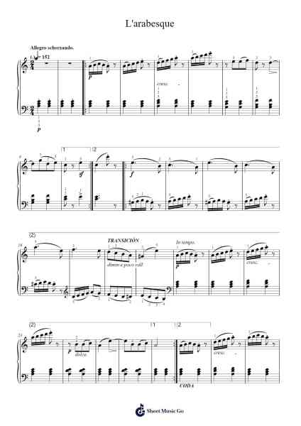 Arabesque, Op. 100, No. 2 Sheet Music by Friedrich Burgmüller-Arr.Jamesstone