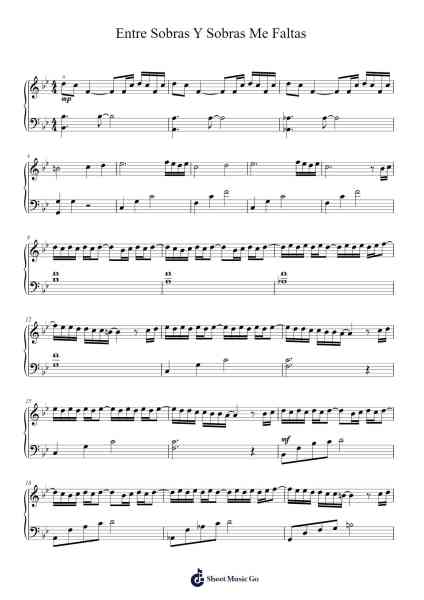 Entre Sobras Y Sobras Me Faltas Sheet Music by Antonio Orozco-Arr.Nyledk