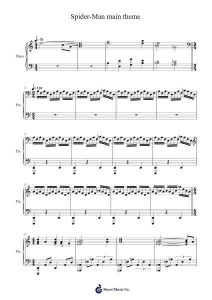 Spider-Man Main Theme Sheet Music by Danny Elfman-Arr.Maudky Clairebey