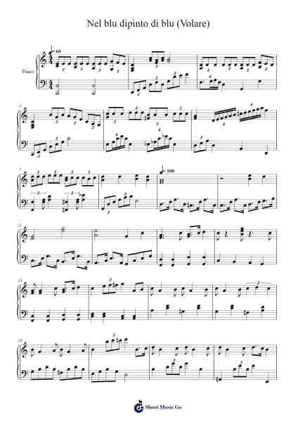 Nel blu dipinto di blu (Volare) Sheet Music by Domenico Modugno-Arr.Zoeliot Maugpe