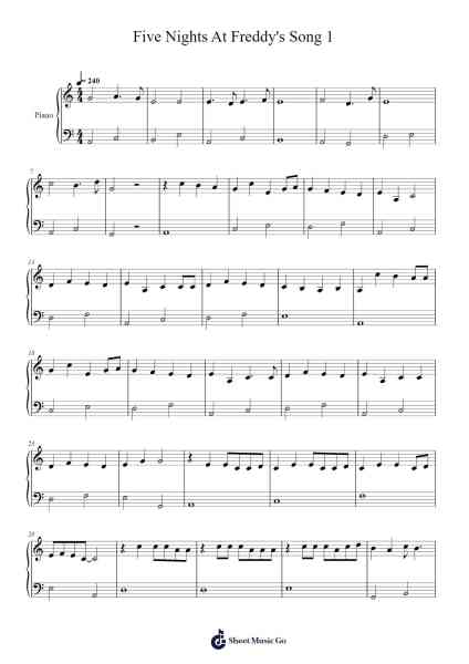 Five Nights At Freddy's Song 1 Sheet Music by The Living Tombstone-Arr.Wilbeth