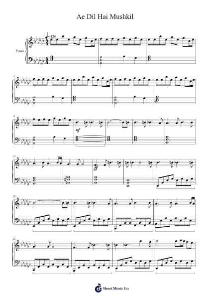 Ae Dil Hai Mushkil Sheet Music by Vebter-Arr.Wrighttab