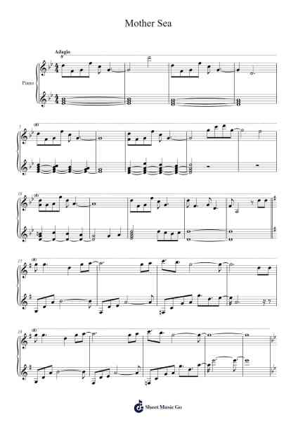 Mother Sea Sheet Music by Kohei Tanaka/Shirou Hamaguchi-Arr.Ninah