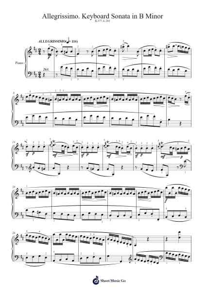 Keyboard Sonata in B Minor, K.377, L.263 Sheet Music by Domenico Scarlatti-Arr.Pauldo Reedbart