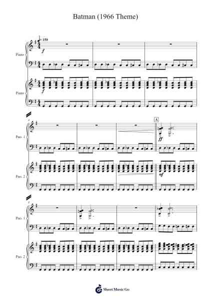 Batman (1966 Theme) Sheet Music by Neil Hefti-Arr.Songes