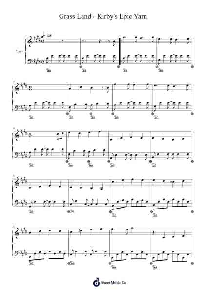 Grass Land - Kirby's Epic Yarn Sheet Music by Tomoya Tomita-Arr.Felnah Puvien