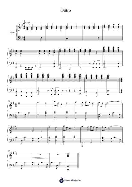 Outro Sheet Music by M83-Arr.Dywalsh Barster