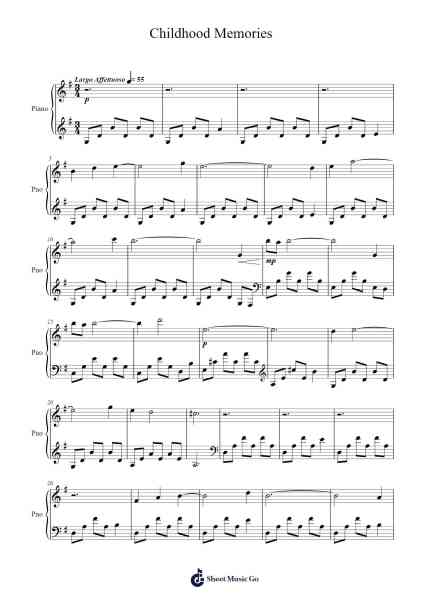 Childhood Memories in G Major / E Minor Sheet Music by Hans Zimmer-Arr.Sibylmos Fordridge