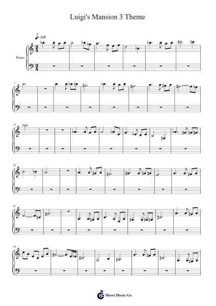 Luigi's Mansion 3 Theme Sheet Music by Chad York-Arr.Urkuk Joneswat