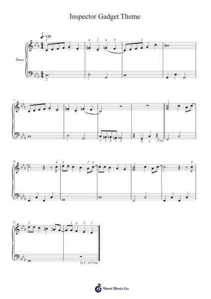 Inspector Gadget Theme Sheet Music by Shuki Levi/Haim Saban-Arr.Galsnick Theothew