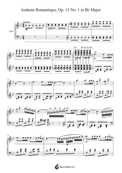 Andante Romantique, Op. 13 No. 1 in B♭ Major Sheet Music by Charles-Valentin Alkan-Arr.Peay