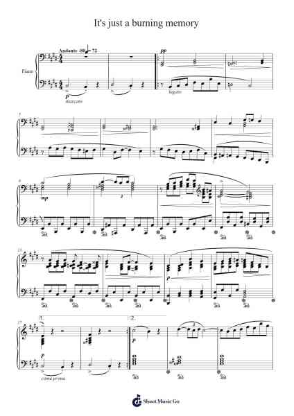It's just a burning memory Sheet Music by The Caretaker-Arr.Nellriam Cantave