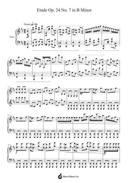 Jun Young Etude Op. 24 No. 7 B Minor Sheet Music by J. Y. Kim-Arr.Kriso Dolclaire