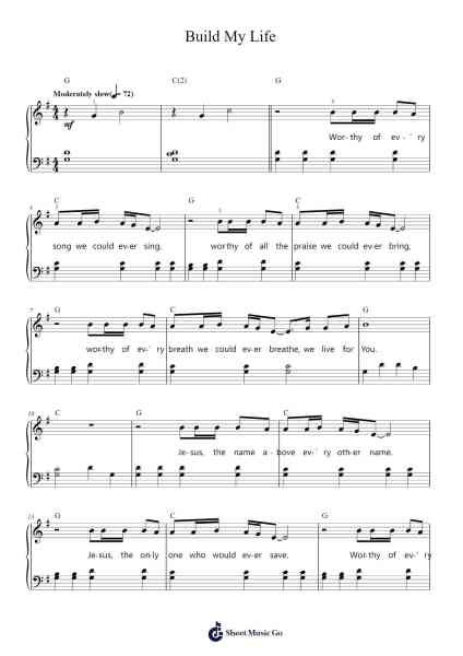 Build My Life Sheet Music by Matt Redman/Pat Barrett/Brett Younker/Karl Martin/Kirby Kaple-Arr.Rosjay Sibylgale