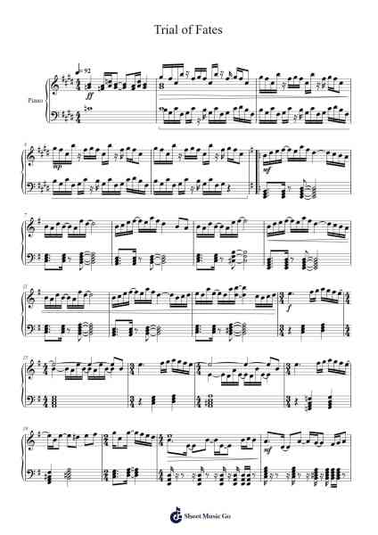 Trial of Fates Sheet Music by Kenichi Nishimaki/Masanobu Matsunaga/Masaru Tajima/Yasuhisa Baba-Arr.Mcdel Auriah