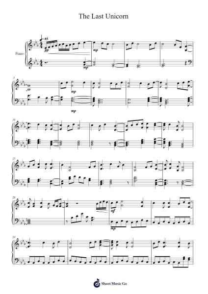 The Last Unicorn Sheet Music by America-Arr.Lilrald