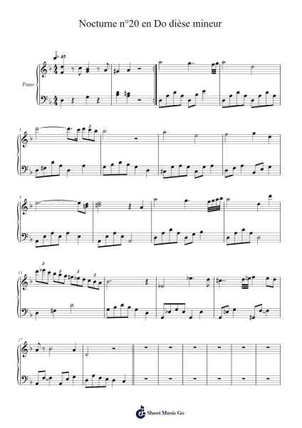 Nocturne No. 20 in C-sharp Minor, Op. posth., 'Réminiscence' Sheet Music by Frédéric Chopin-Arr.Hartclife Joudrea