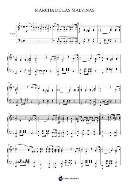 MARCHA DE LAS MALVINAS Sheet Music by JOSÉ TIERI-Arr.Manreade