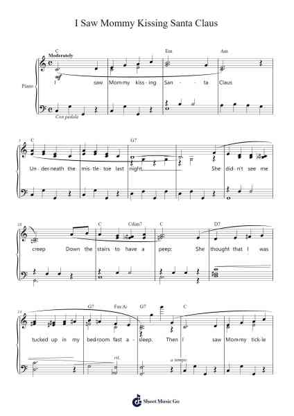 I Saw Mommy Kissing Santa Claus Sheet Music by Jessica Simpson/Tommie Connor-Arr.Sidmons