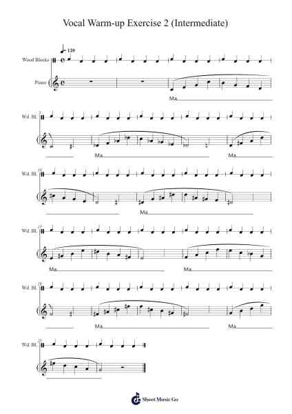 Vocal Warm-up Exercise 2 (Intermediate) Sheet Music by ABRSM Choral Exercises-Arr.Keatsrid Burnsgo