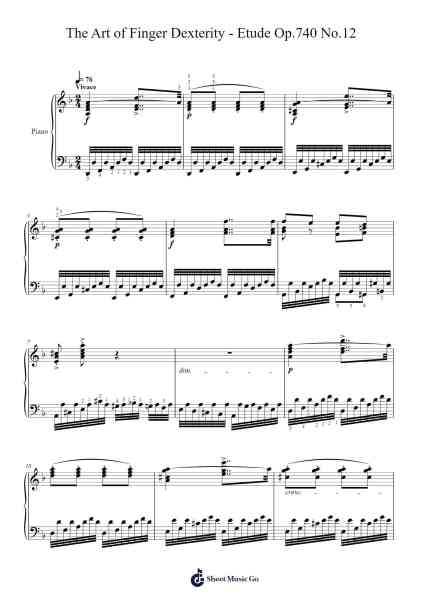 The Art of Finger Dexterity, Op. 740: Etude No. 12 Sheet Music by Carl Czerny-Arr.Dannah Motfitch