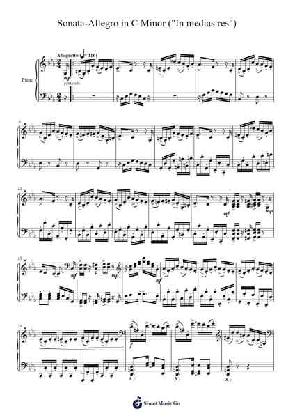 Sonata-Allegro in C Minor ("In medias res") Sheet Music by Cookeda-Arr.Hodgdice