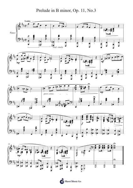 Prelude in B Minor, Op. 11, No. 3 Sheet Music by Mikalojus Konstantinas Čiurlionis-Arr.Pagdrow Kathrin