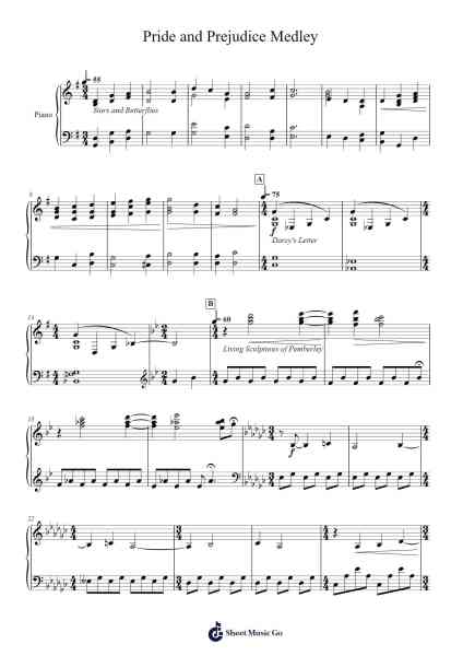 Pride and Prejudice Medley Sheet Music by Dario Marianelli-Arr.Flowergess