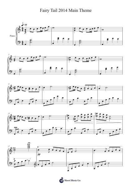Fairy Tail 2014 Main Theme Sheet Music by Yasuharu Takanashi-Arr.Cranethe Dougledk