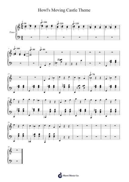 Howl's Moving Castle Theme Sheet Music by Joe Hisaishi-Arr.Yersing